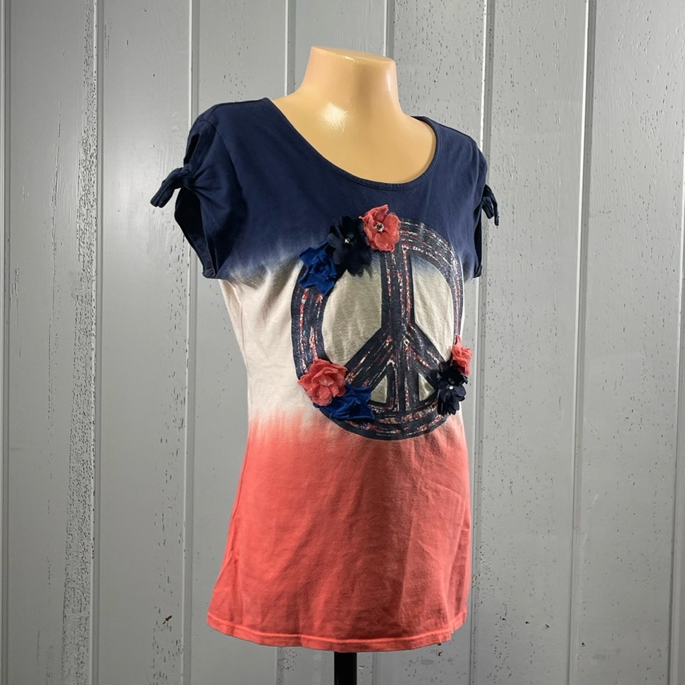 *Justice Girl's Gradient Floral Short Sleeve Top Sz 14
